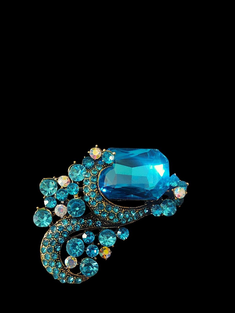 Teal Crystal Statement Brooch